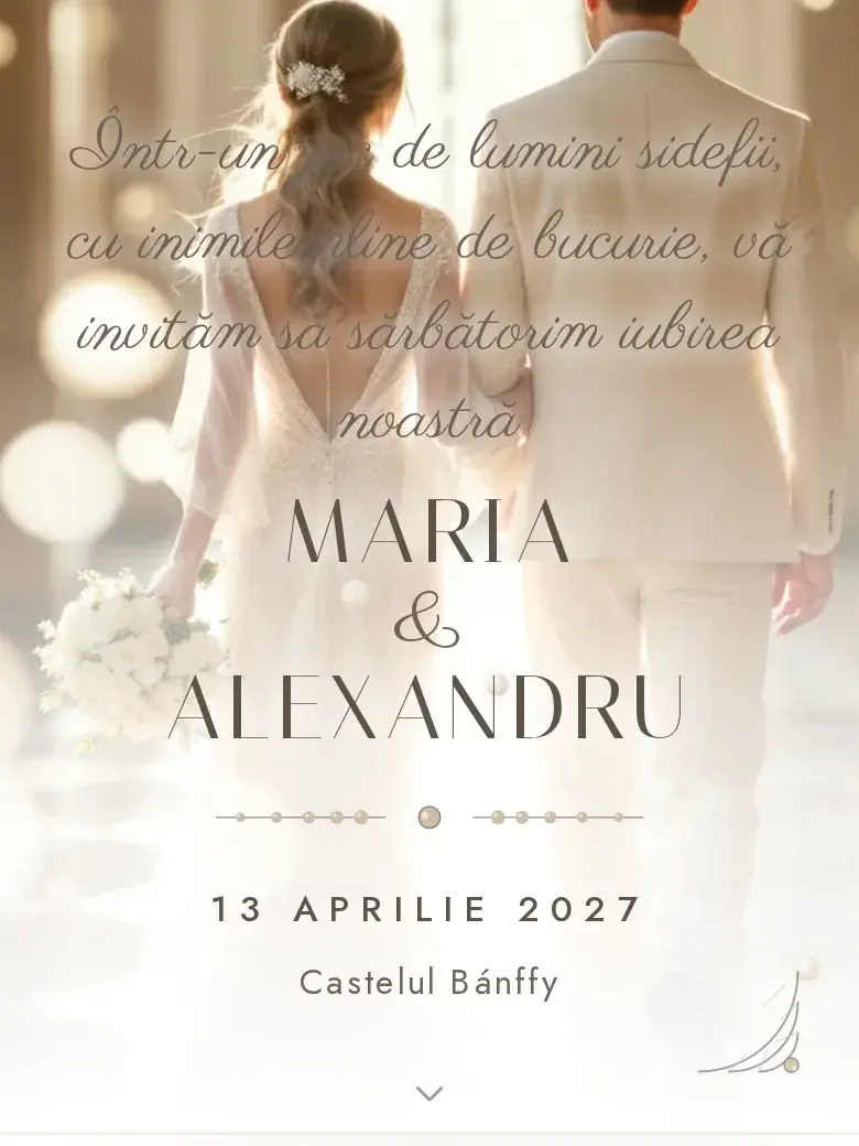 Invitație nuntă digitală model Perla cu RSVP