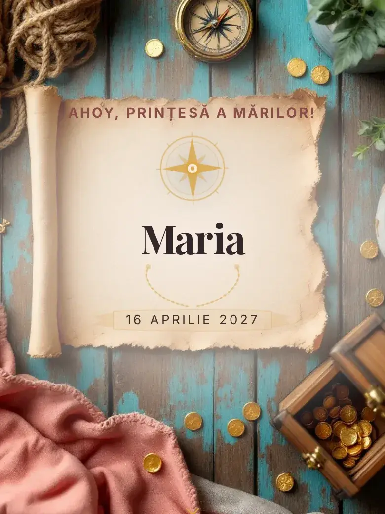 Invitație aniversare digitală model Pirați cu RSVP