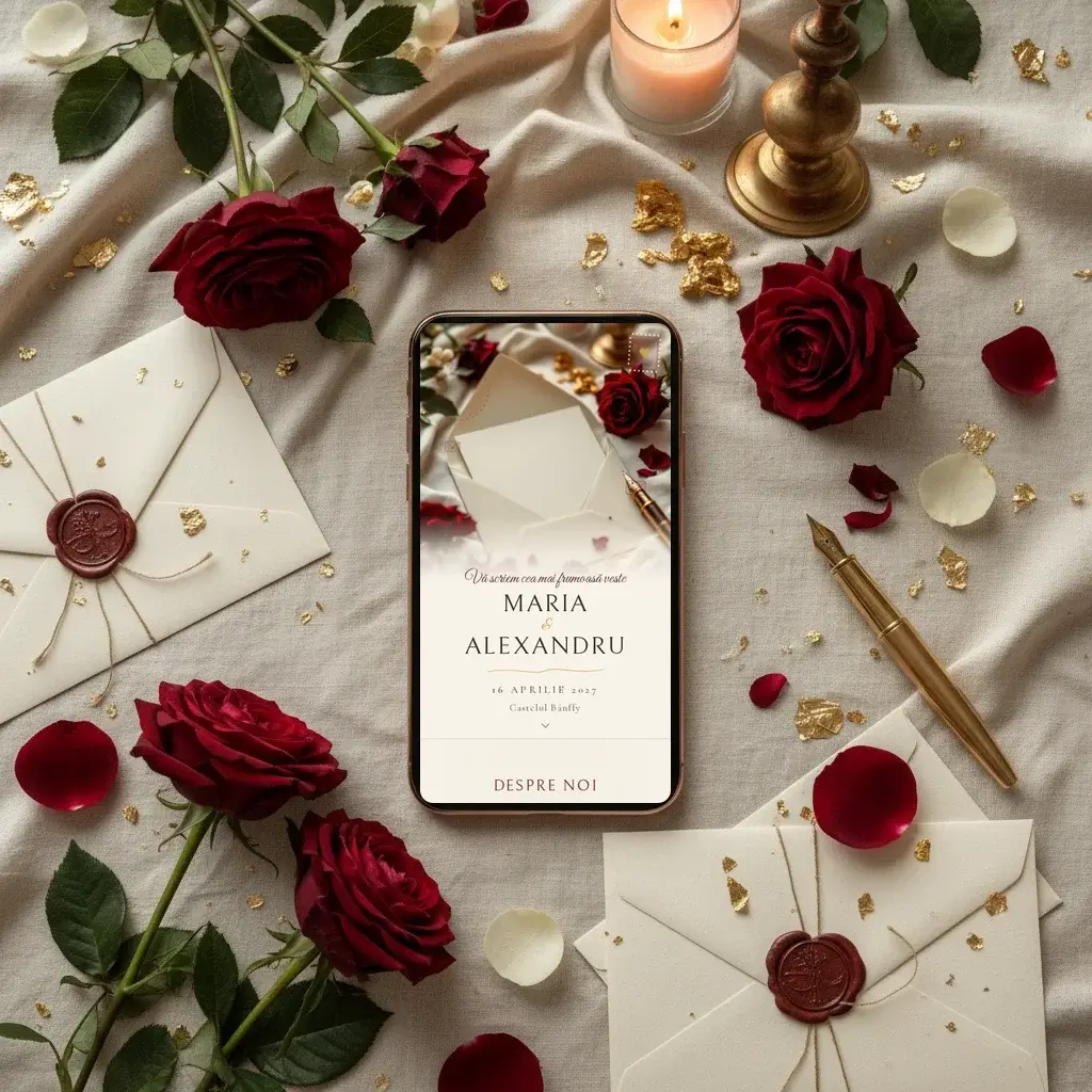 Digital wedding invitation template Plic with RSVP