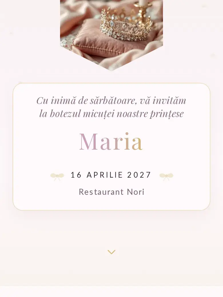 Invitație botez digitală model Prințișor cu RSVP