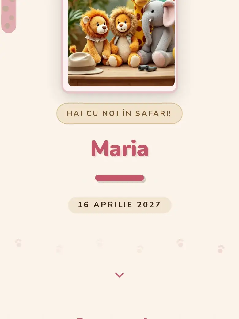Invitație aniversare digitală model Safari cu RSVP
