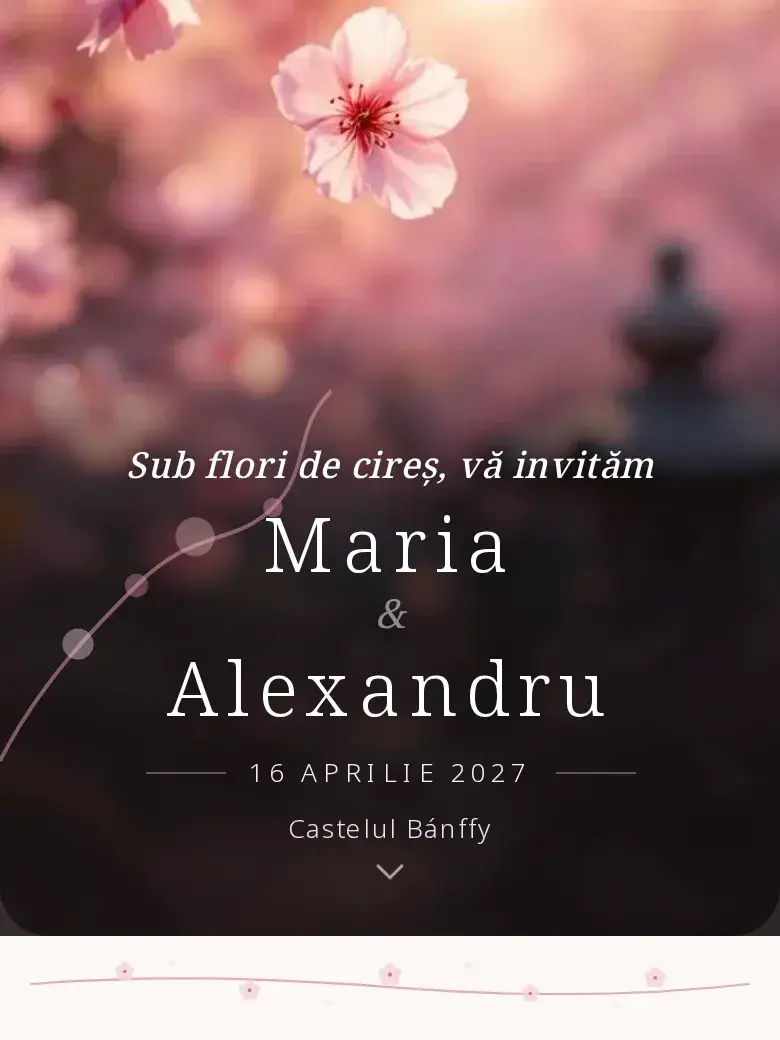 Invitație nuntă digitală model Sakura cu RSVP