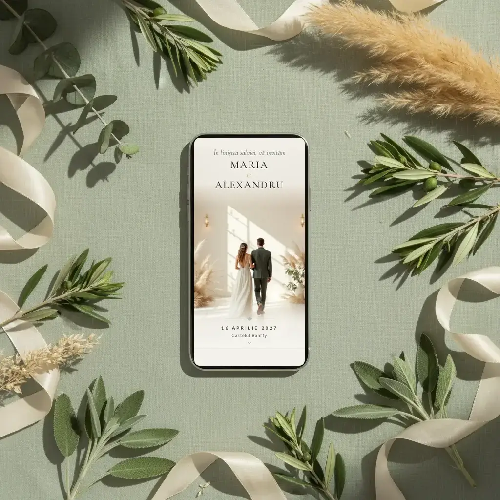Digital wedding invitation template Salvie with RSVP