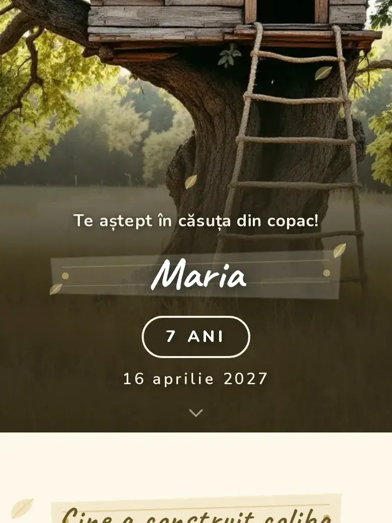Invitație aniversare digitală model Șapte ani cu RSVP