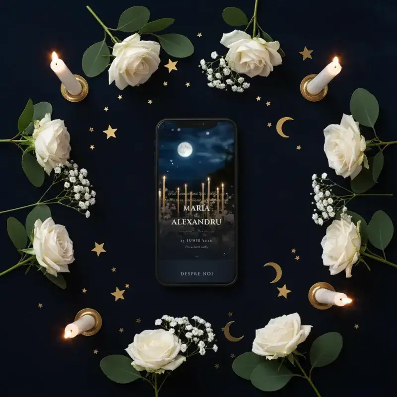 Invitație nuntă digitală model Selena cu RSVP
