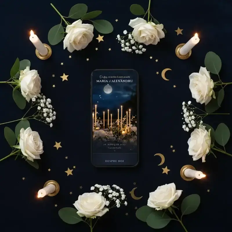 Digital wedding invitation template Selena with RSVP
