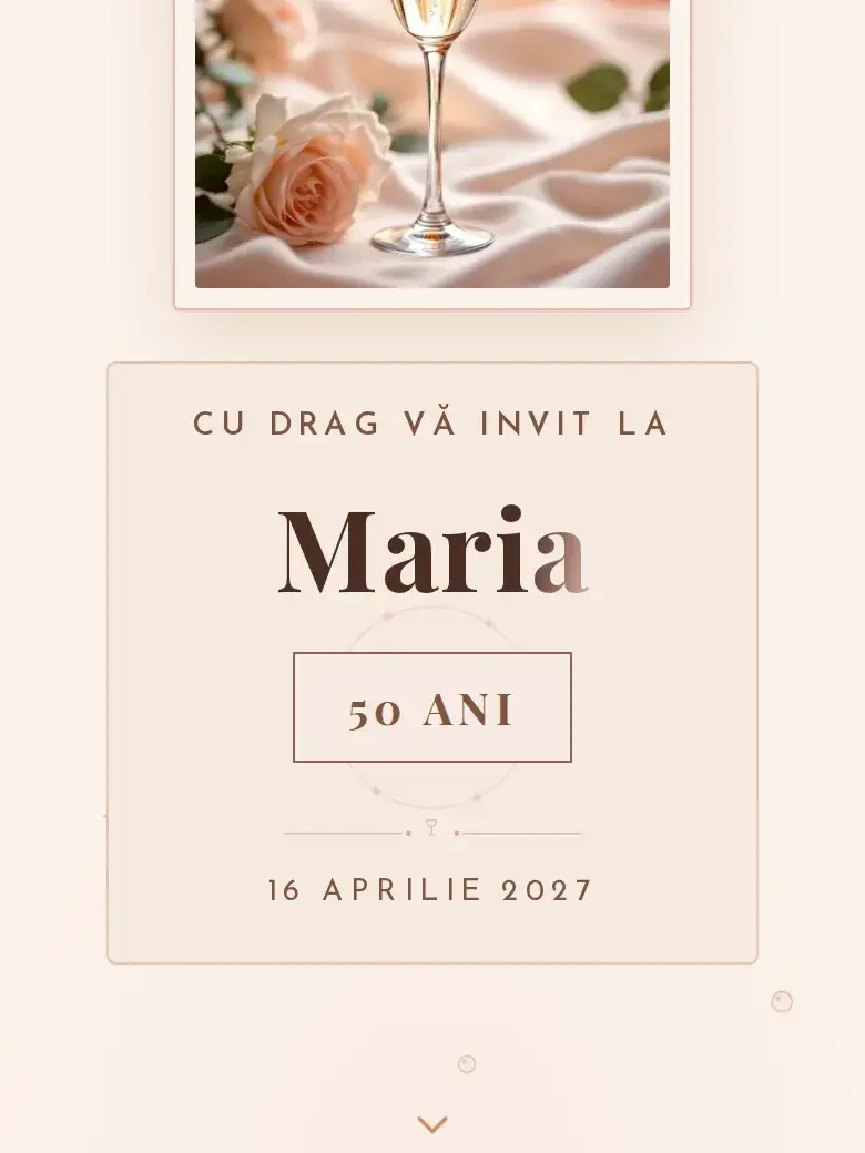 Invitație aniversare digitală model Serbare cu RSVP
