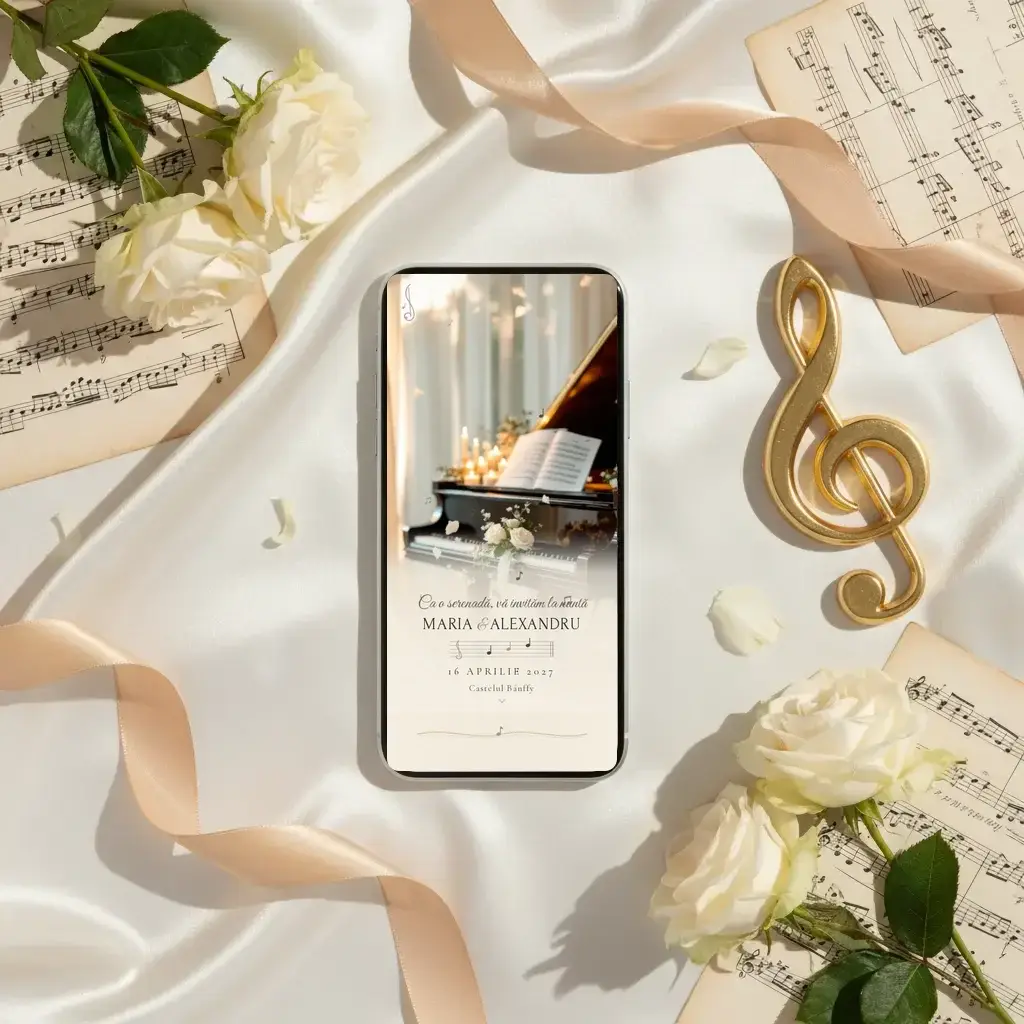 Digital wedding invitation template Serenada with RSVP