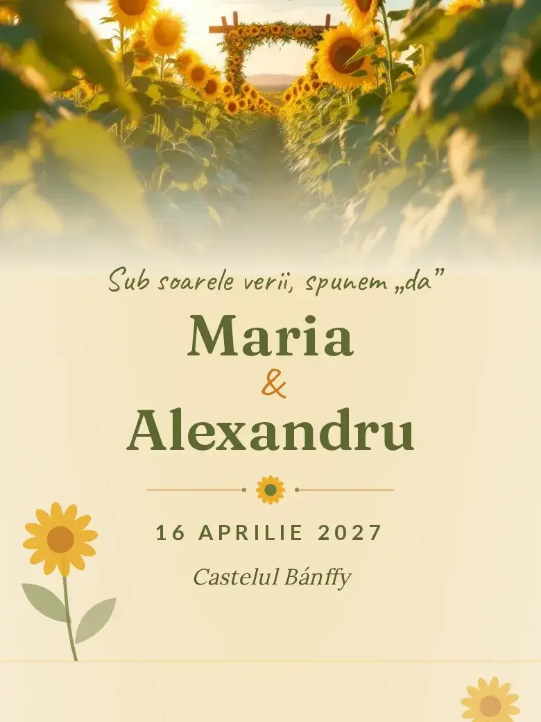 Invitație nuntă digitală model Solara cu RSVP
