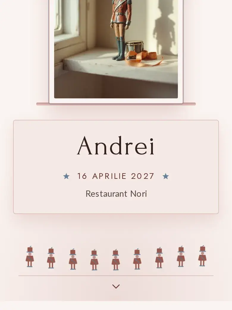 Invitație botez digitală model Soldățel cu RSVP