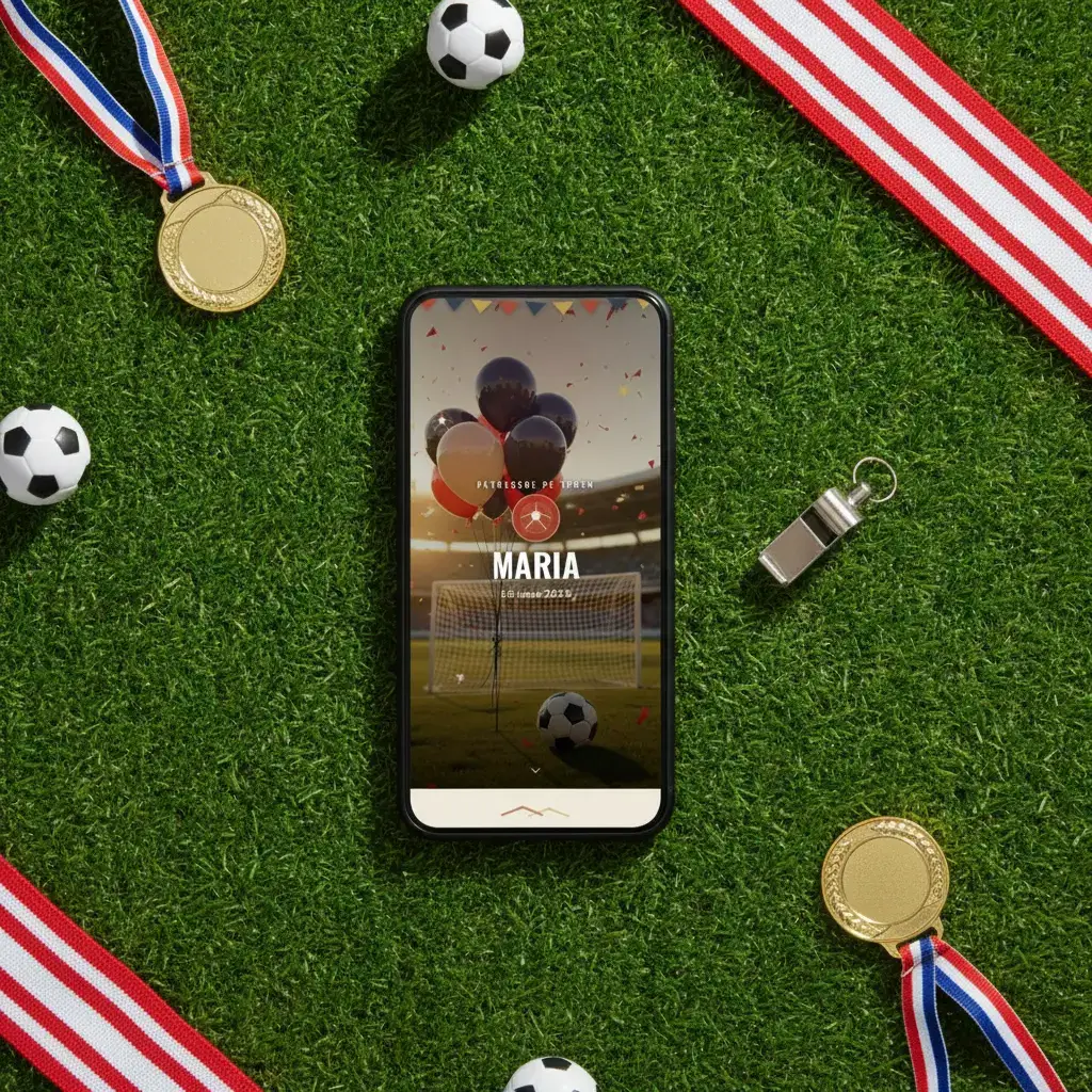Invitație aniversare digitală model Sport cu RSVP