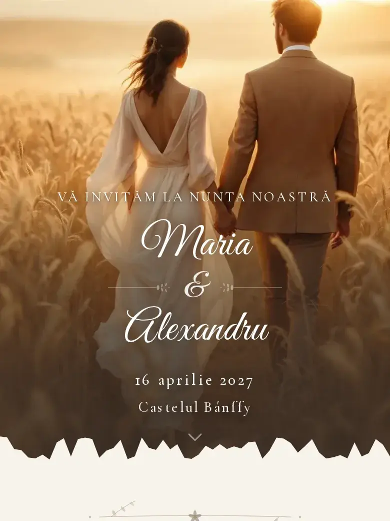 Invitație nuntă digitală model Terra cu RSVP