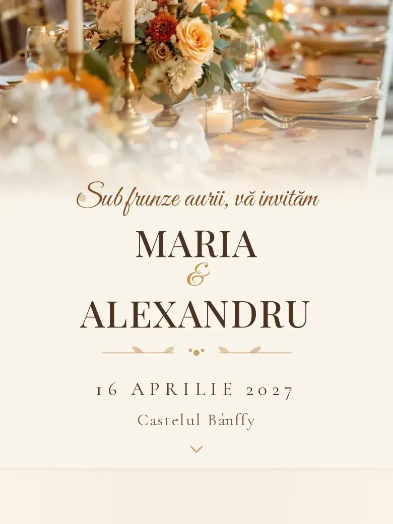 Invitație nuntă digitală model Toamnă cu RSVP