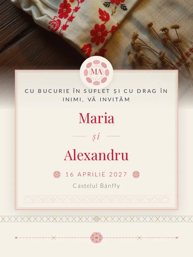 Invitație nuntă digitală model Tradițional cu RSVP