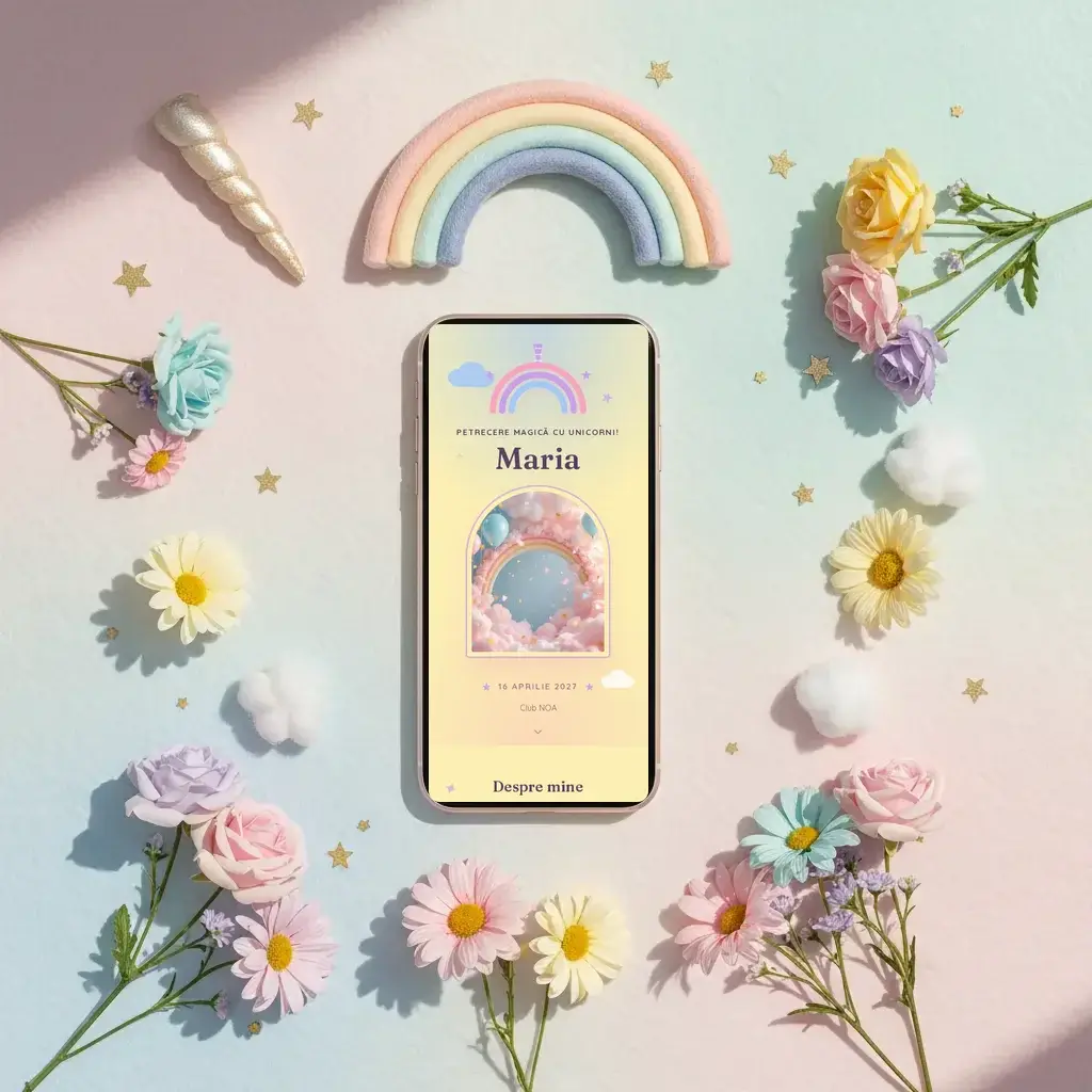 Digital birthday invitation template Unicorn with RSVP