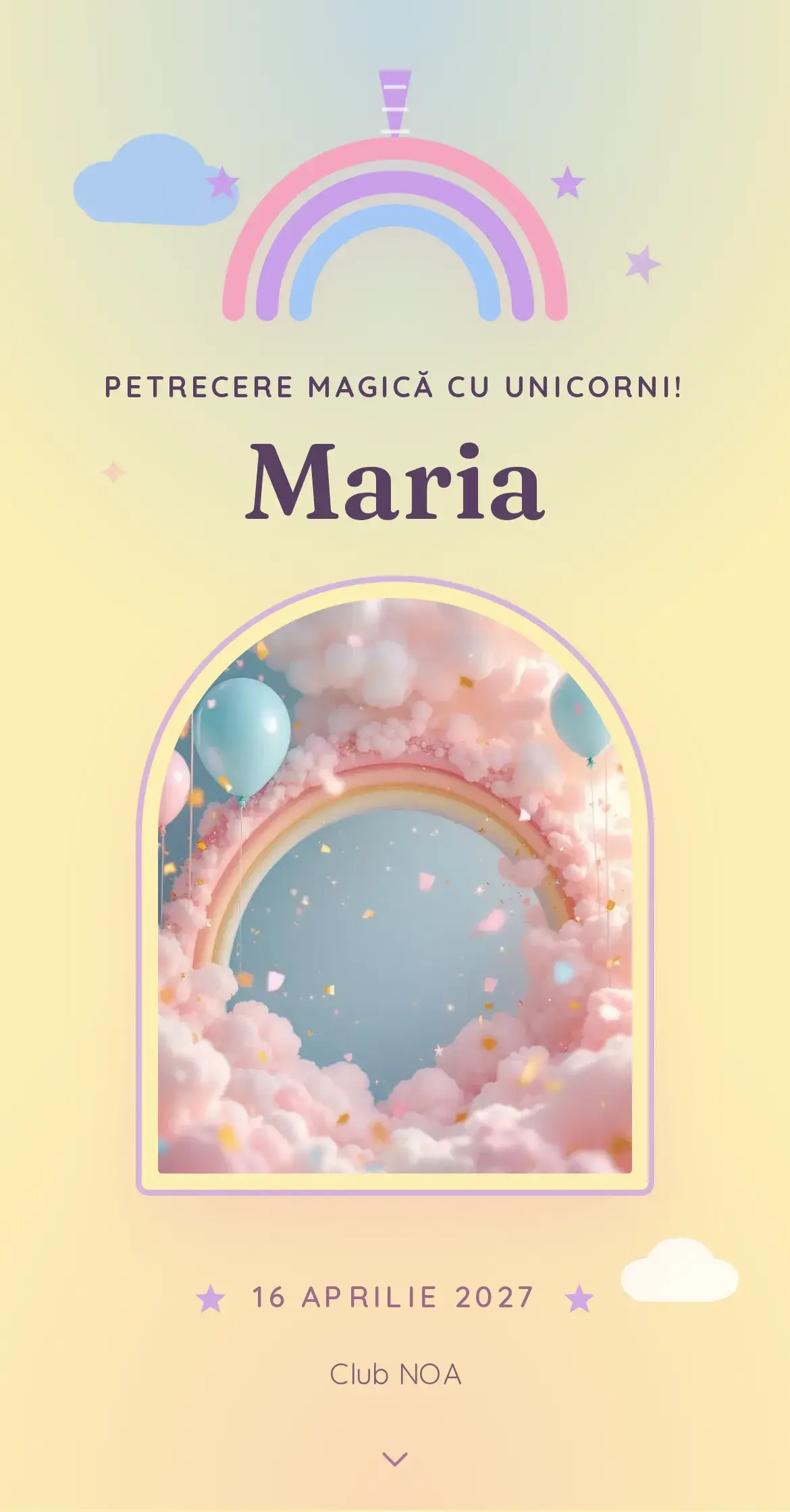 Invitație Unicorn — aniversare