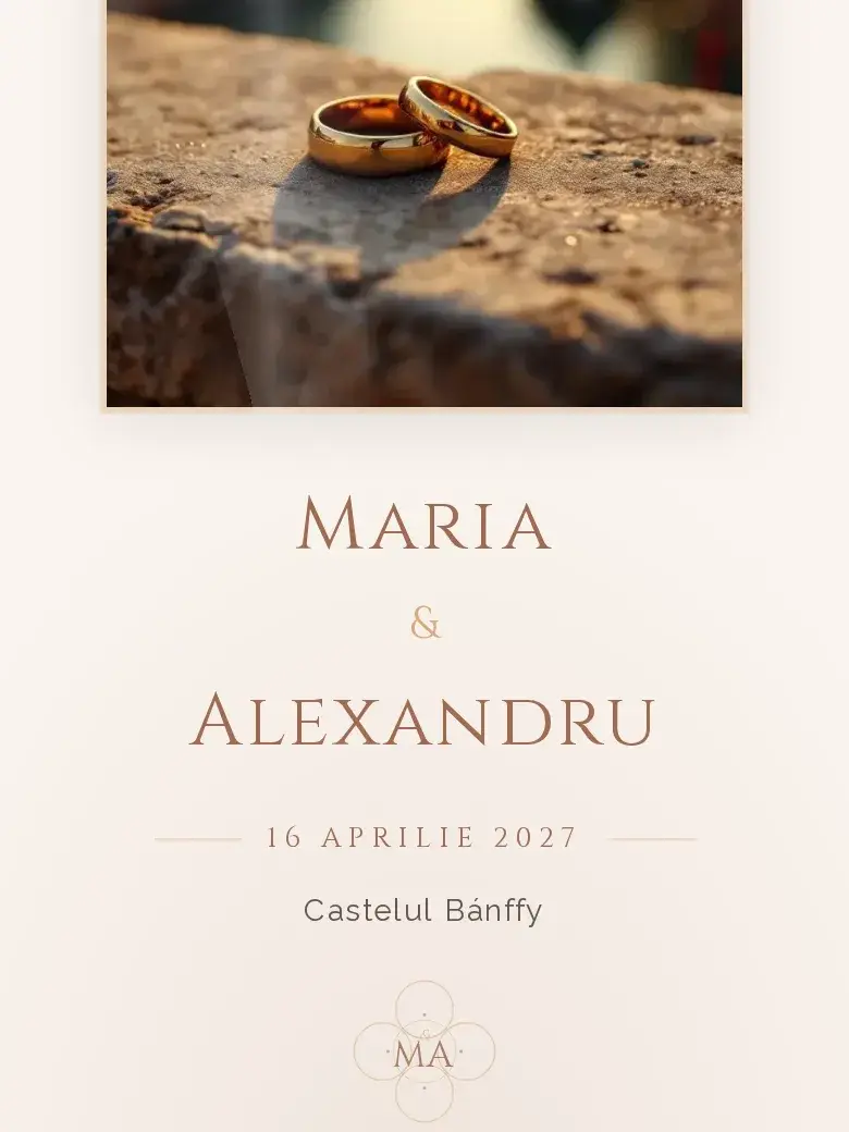 Invitație nuntă digitală model Venetian cu RSVP
