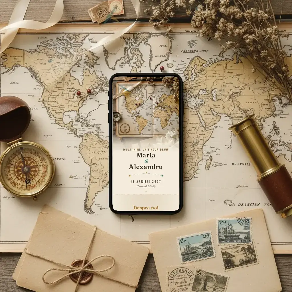 Digital wedding invitation template Voiaj with RSVP