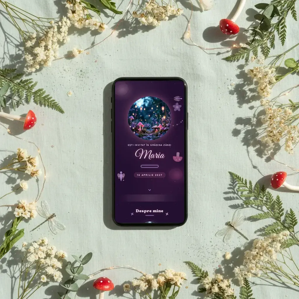 Digital birthday invitation template Zâna with RSVP
