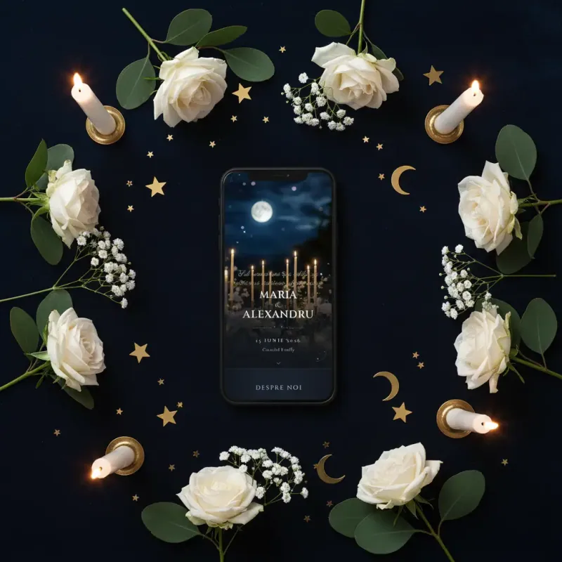 Invitație nuntă digitală model Selena cu RSVP