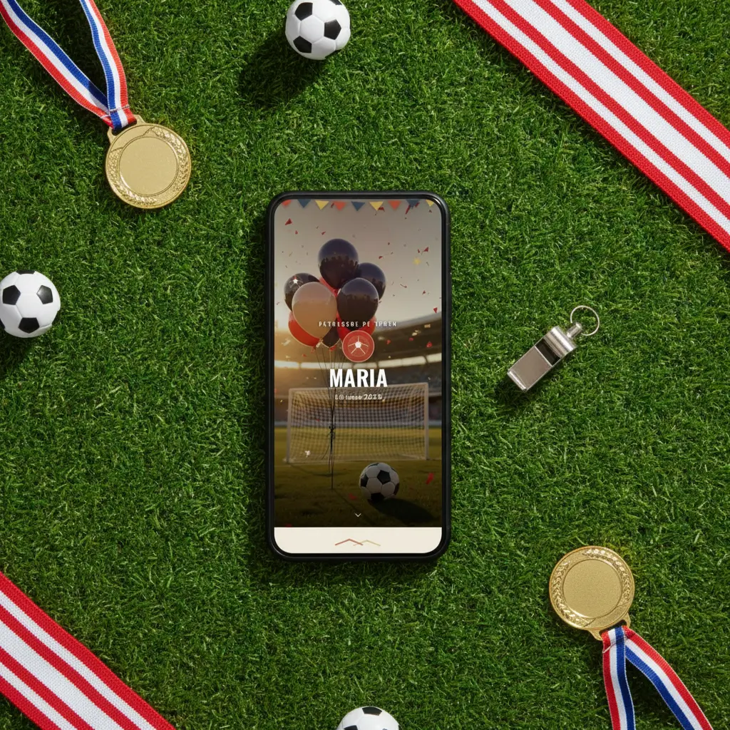 Invitație aniversare digitală model Sport cu RSVP